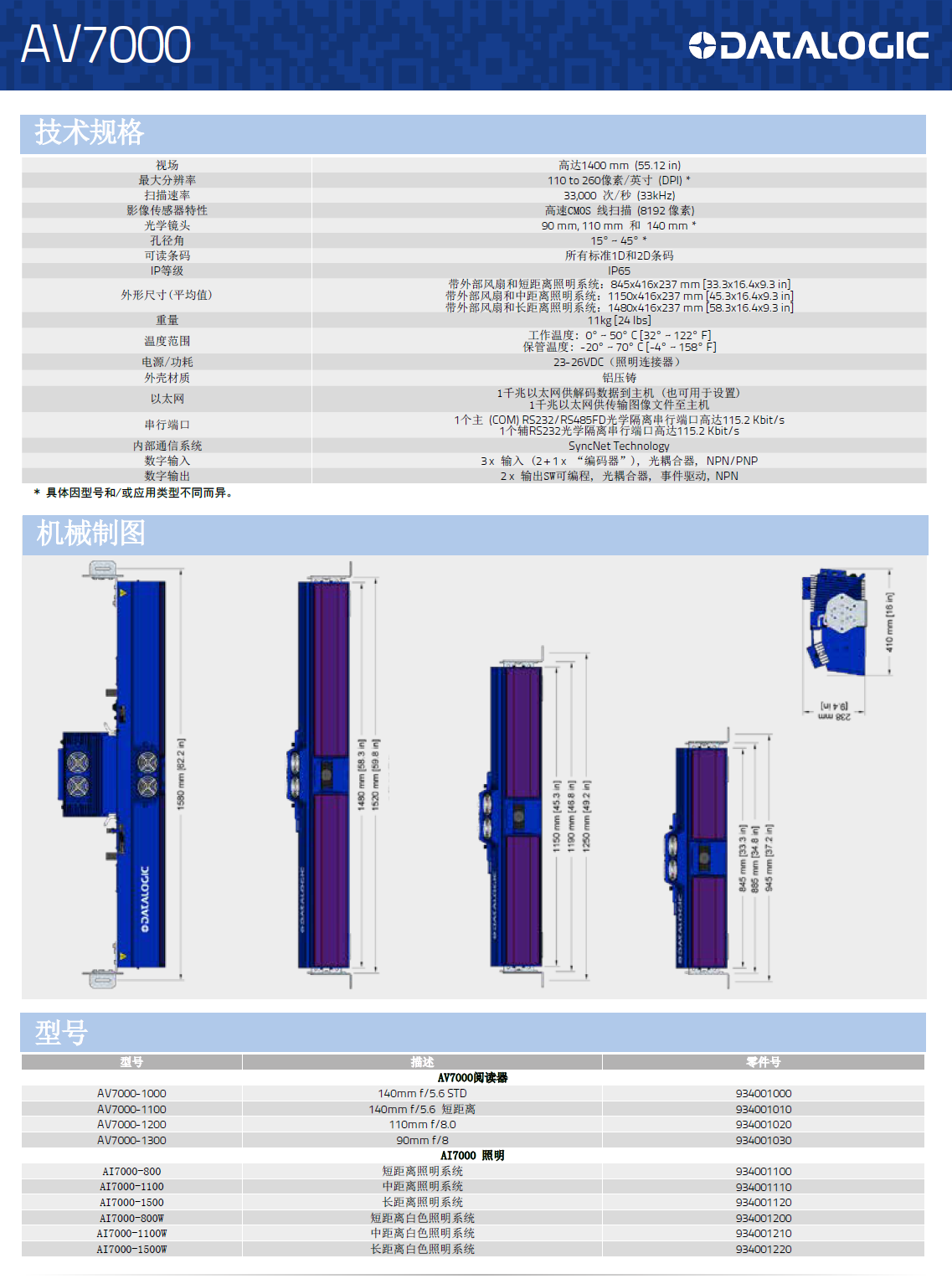 AV7000固定式扫描器详细参数