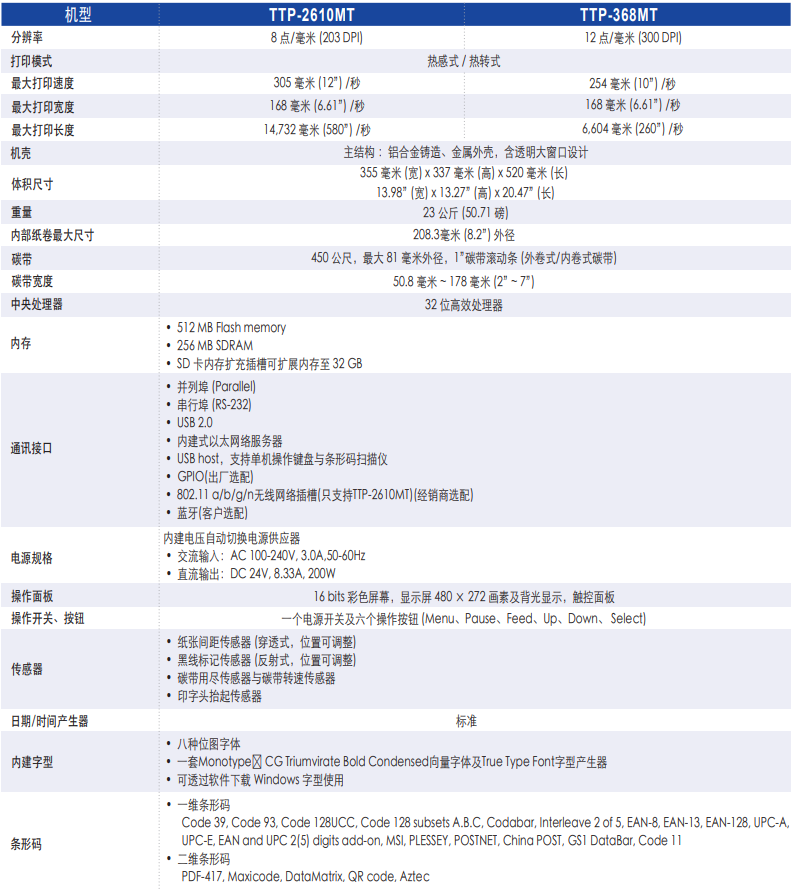 TSC TTP-2610MT工业6寸标签打印机.png